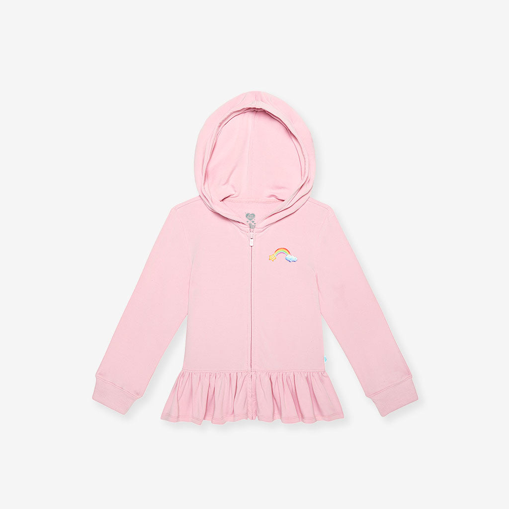 Care Bears™ Cheer Friends French Terry Ruffled Zippered Graphic Hoodie