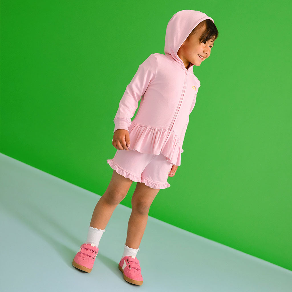 Care Bears™ Cheer Friends French Terry Ruffled Zippered Graphic Hoodie