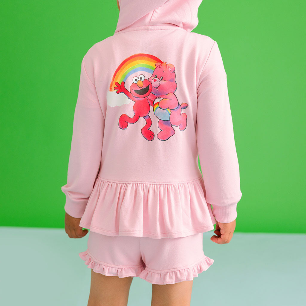 Care Bears™ Cheer Friends French Terry Ruffled Zippered Graphic Hoodie
